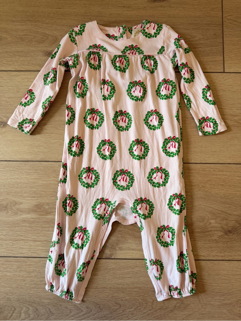 Pink Holiday Wreath Baby Romper
